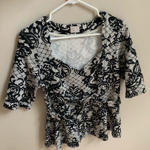 Anthro Postmark 9-HI5 S'CL peplum Sz L lace look